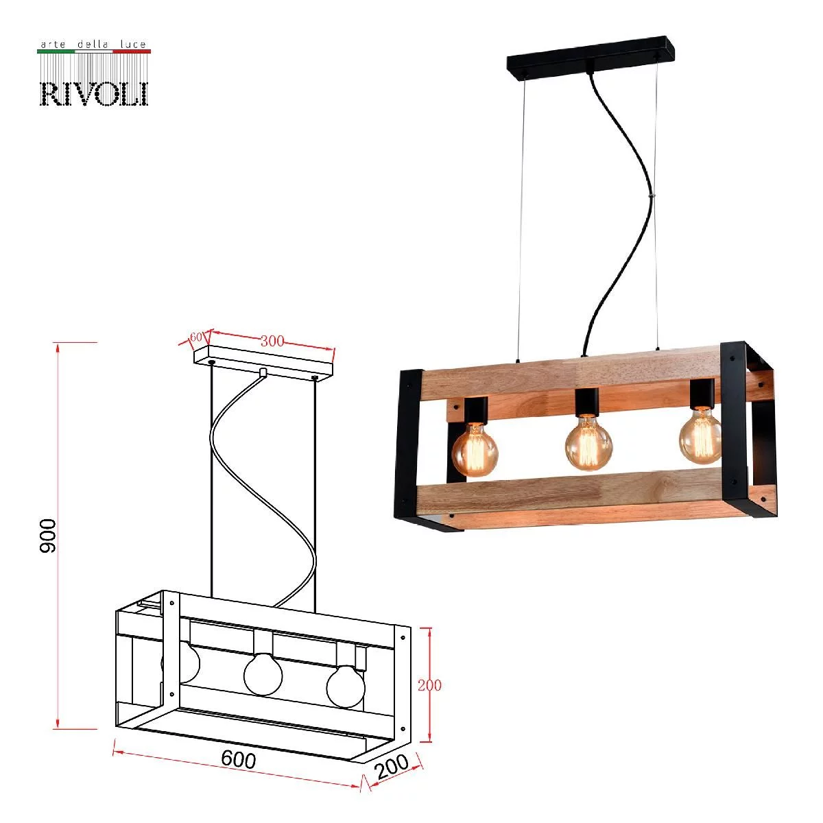 Светильник подвесной (подвес) Rivoli Eve 5144-203 3 х Е27 40 Вт лофт -  кантри потолочный купить в Ярославле – «Описвет»